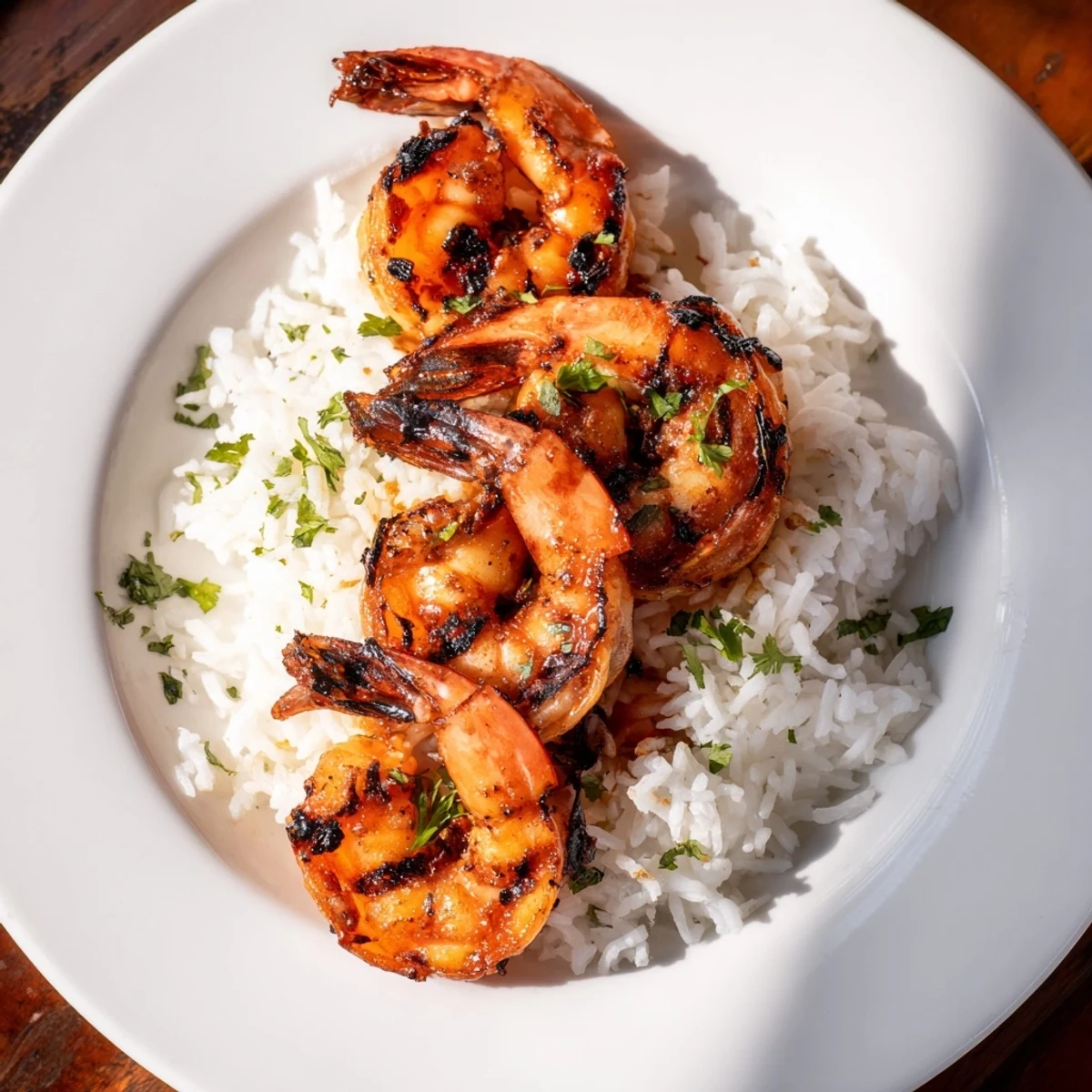 Freshly grilled Chipotle Lime Shrimp & Rice with bright lime wedges offers a delightful zest.