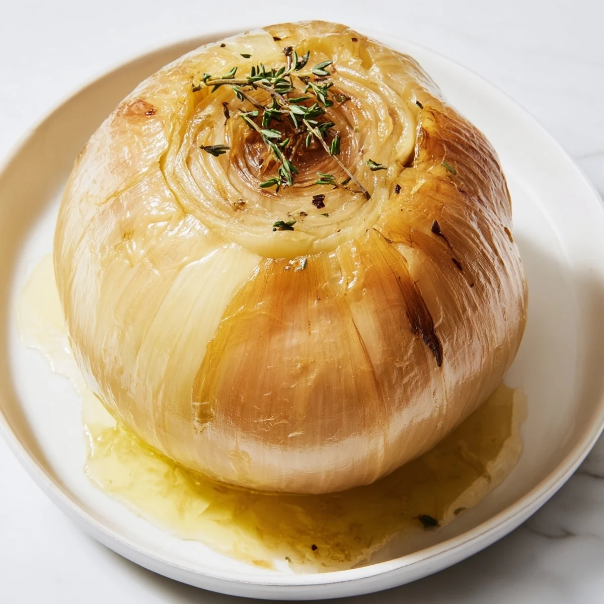 Golden, tender Onion Boil, baked with herbs and butter, ready to serve with crusty bread.
