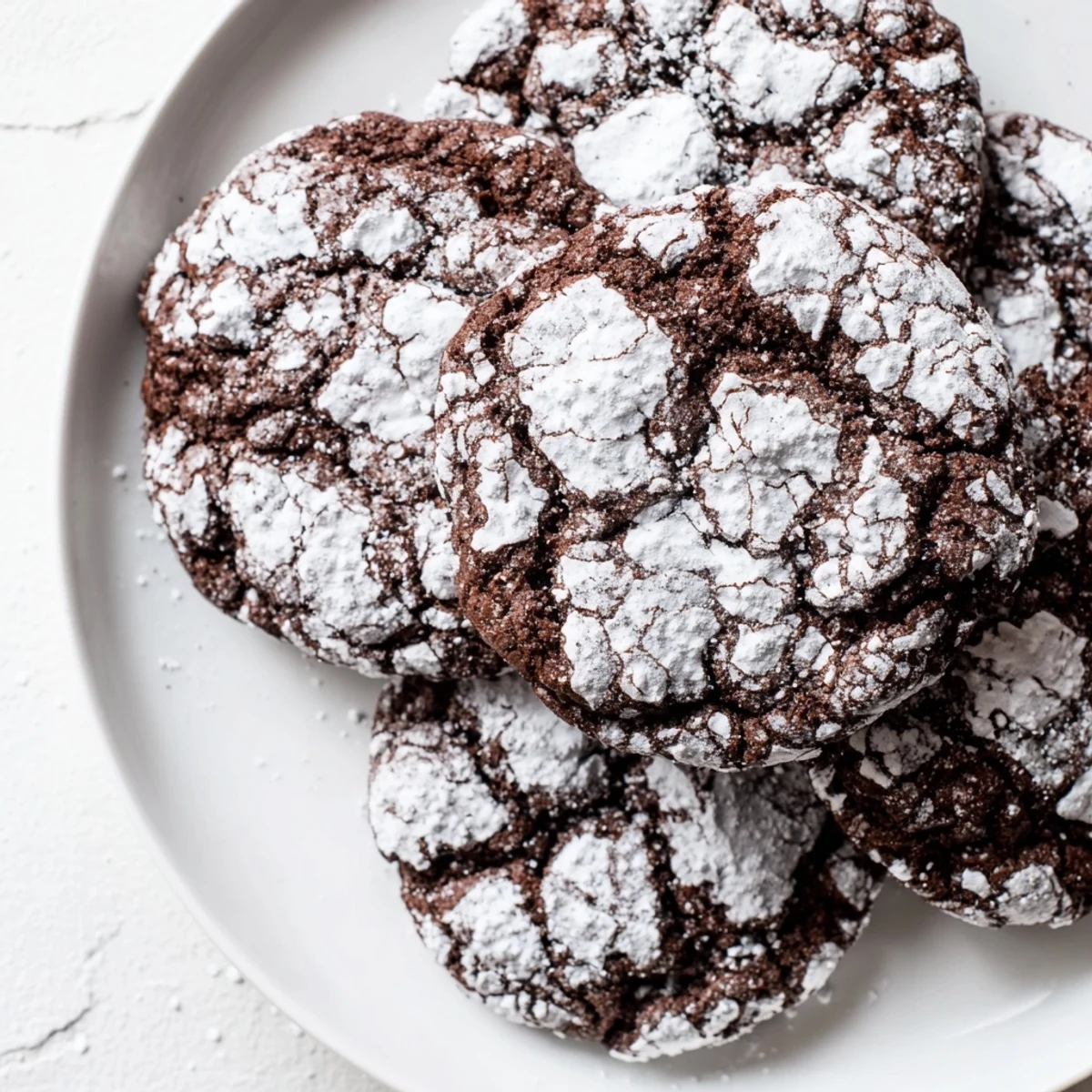Air-Fried Chocolate Crinkle Cookies: A close-up view of crackled, powdered sugar-dusted, homemade cookies.