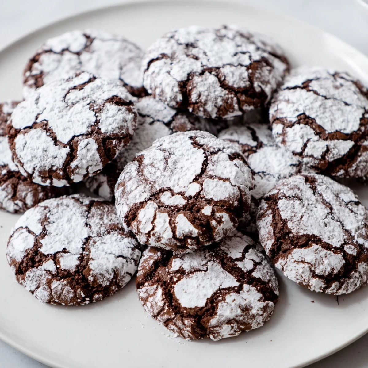 Homemade Air-Fried Chocolate Crinkle Cookies, a dessert with a delicious, fudgy chocolate center.