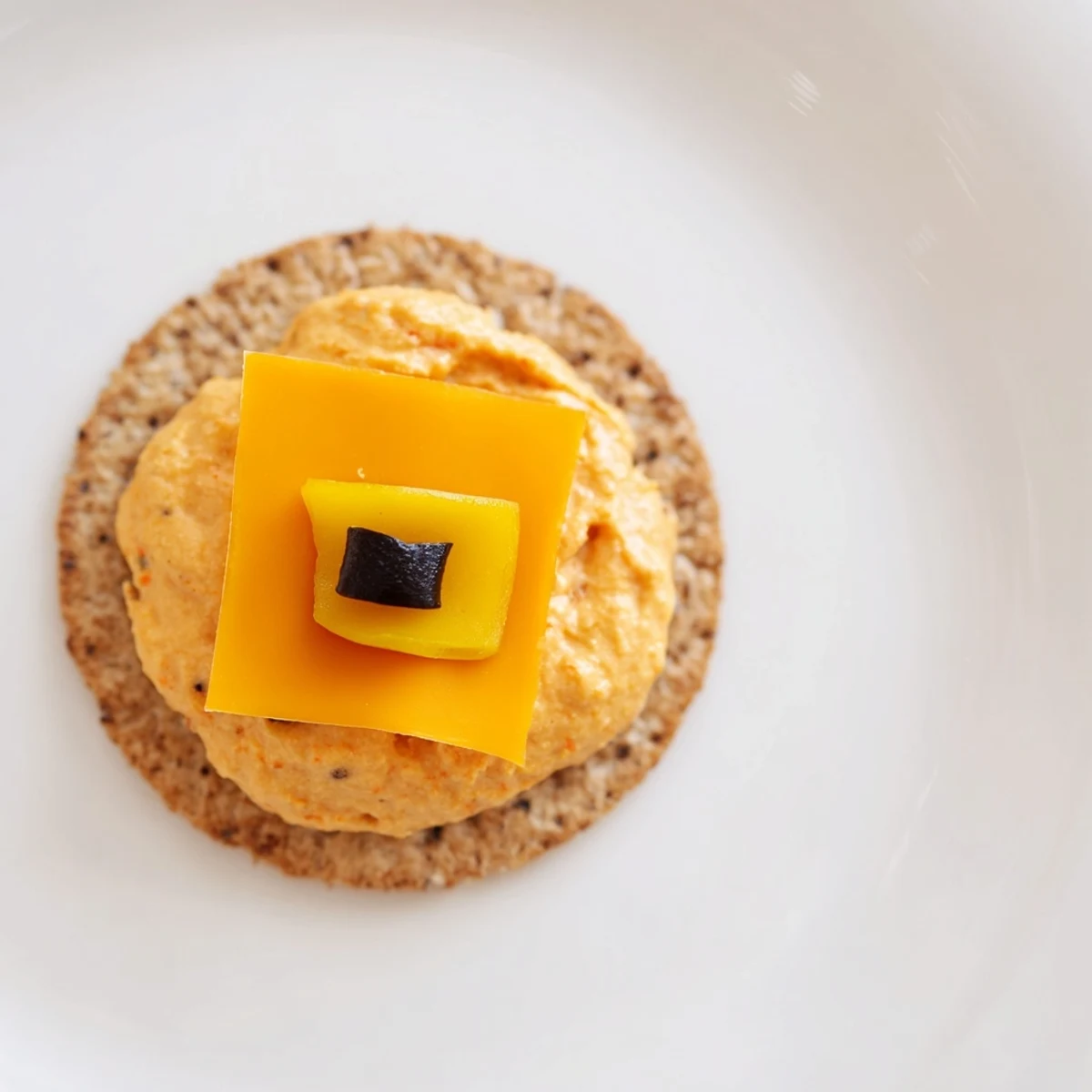 Homemade Santa's Belt Crackers feature melted cheese, a flavorful red pepper dip, and olive belt details.