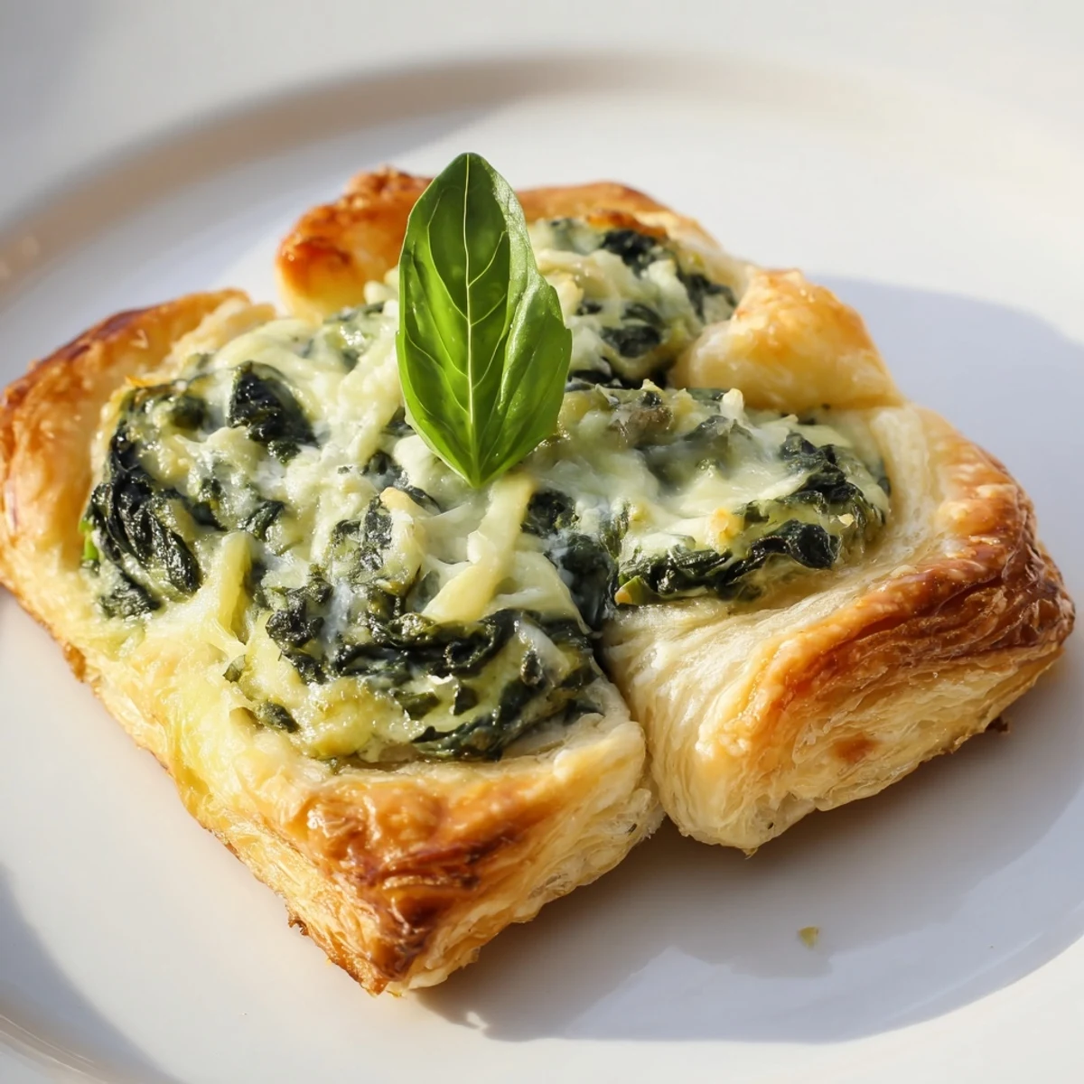 Fresh basil topping the baked, golden Lucky Clover St. Patrick's Day Bites, a festive appetizer.