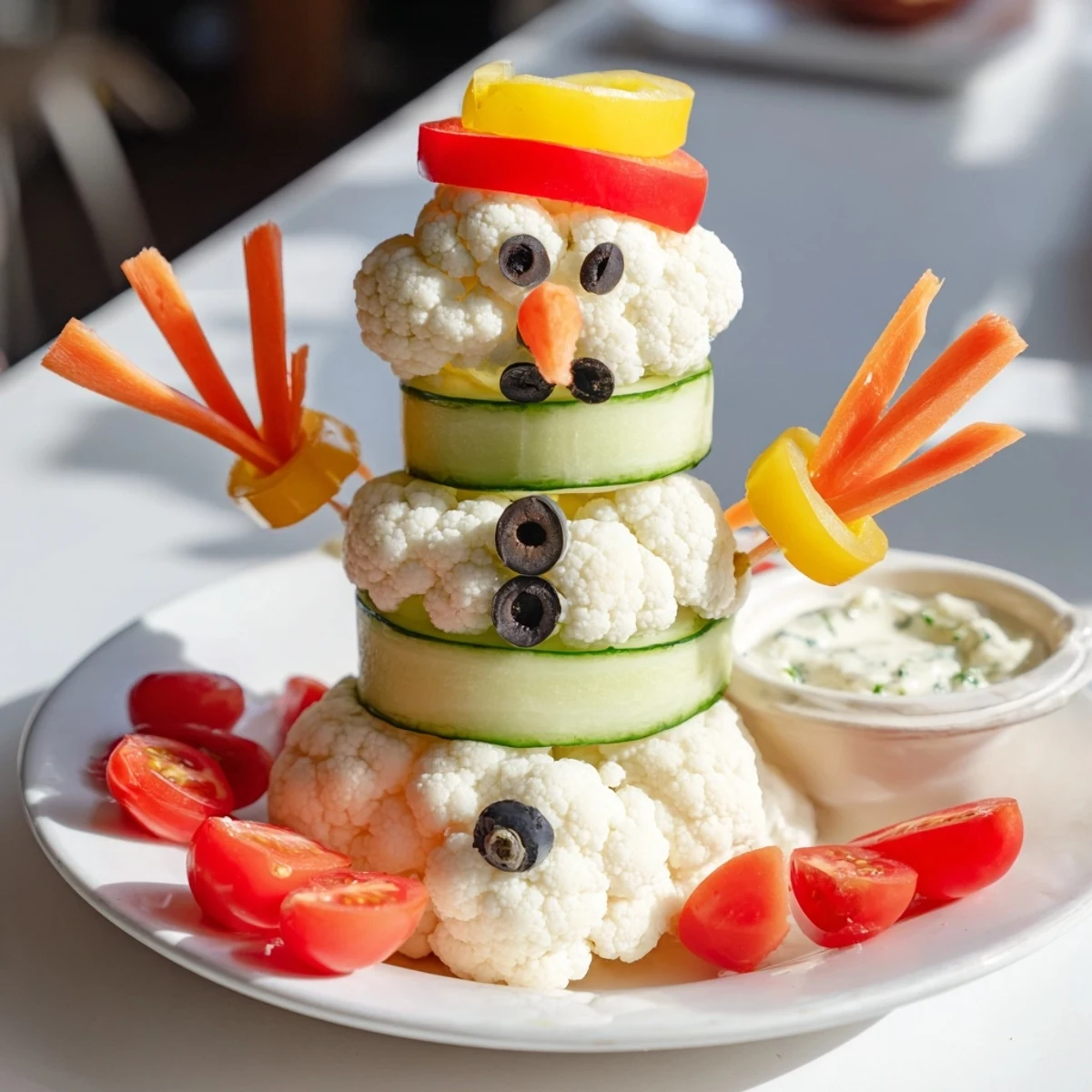 Snowman Crudités with Dip