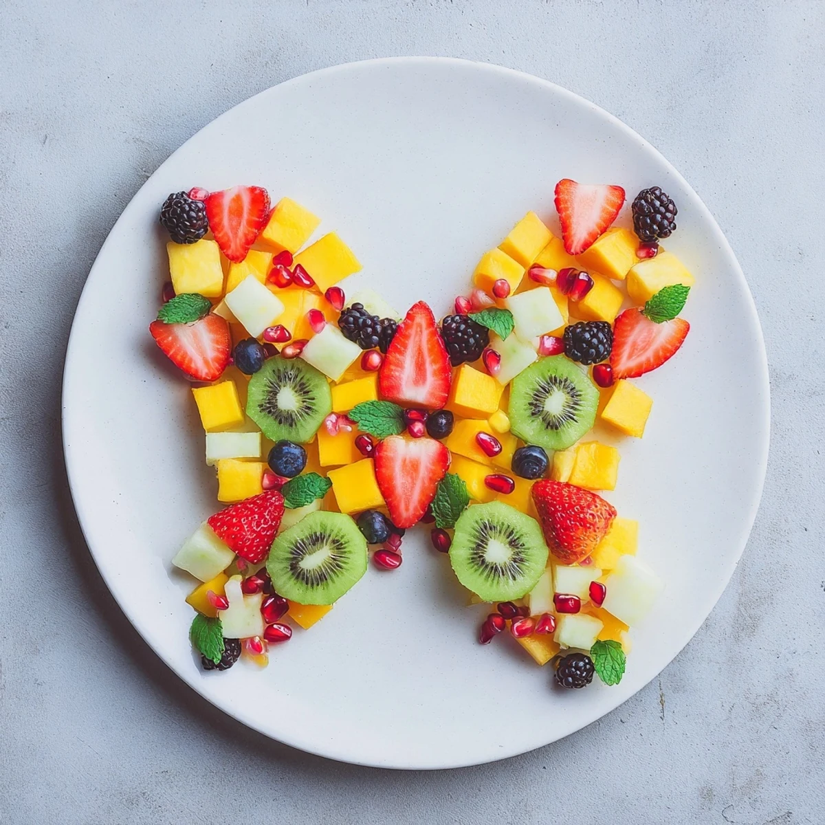 Vibrant Papillon de Fruits d'Été Vifs, a beautifully arranged fresh fruit salad, perfect for summer gatherings.