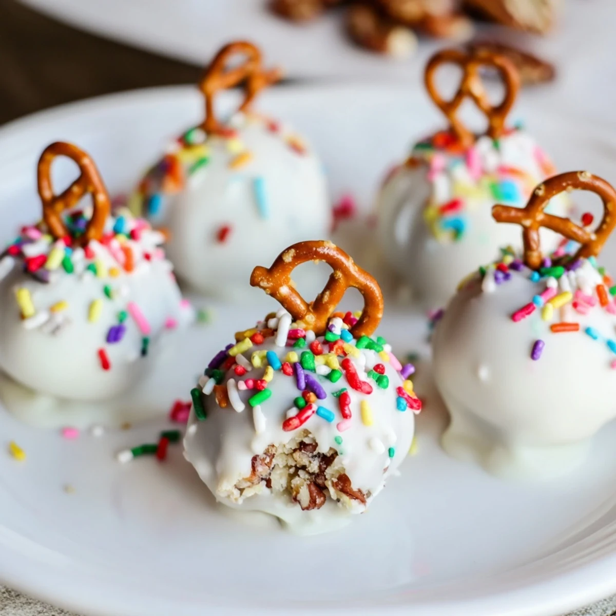 Shiny, colorful Holiday Ornament Candy Balls ready to decorate your dessert table with sweet delight this season.