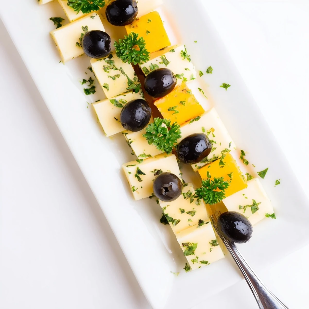 Picture of a beautifully arranged Cheese and Olive Chess Board, perfect for sharing at a gathering.