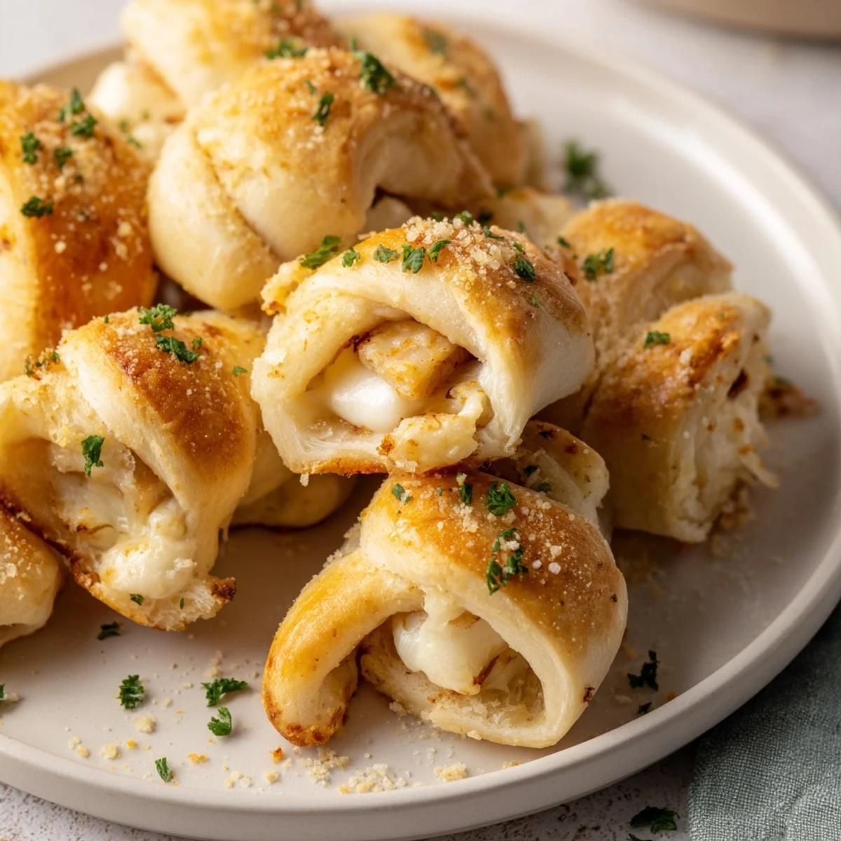 Freshly baked Savory Rolls: Crescent Roll Baked Cheese Bites, a vegetarian appetizer, ready to serve and eat.