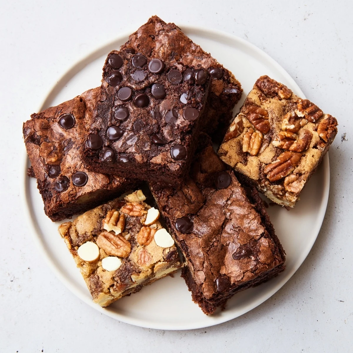 Decadent Dessert Platter: Brownie and blondie squares arranged beautifully on a serving plate, inviting a sweet bite.