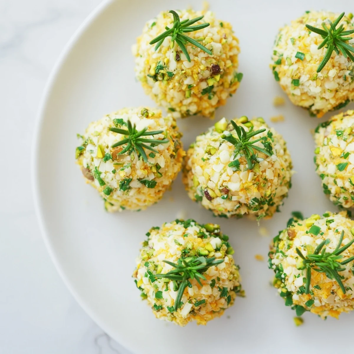 Festive Holiday Ornament Clusters, creamy cheese balls with colorful coatings, ready to serve and enjoy.