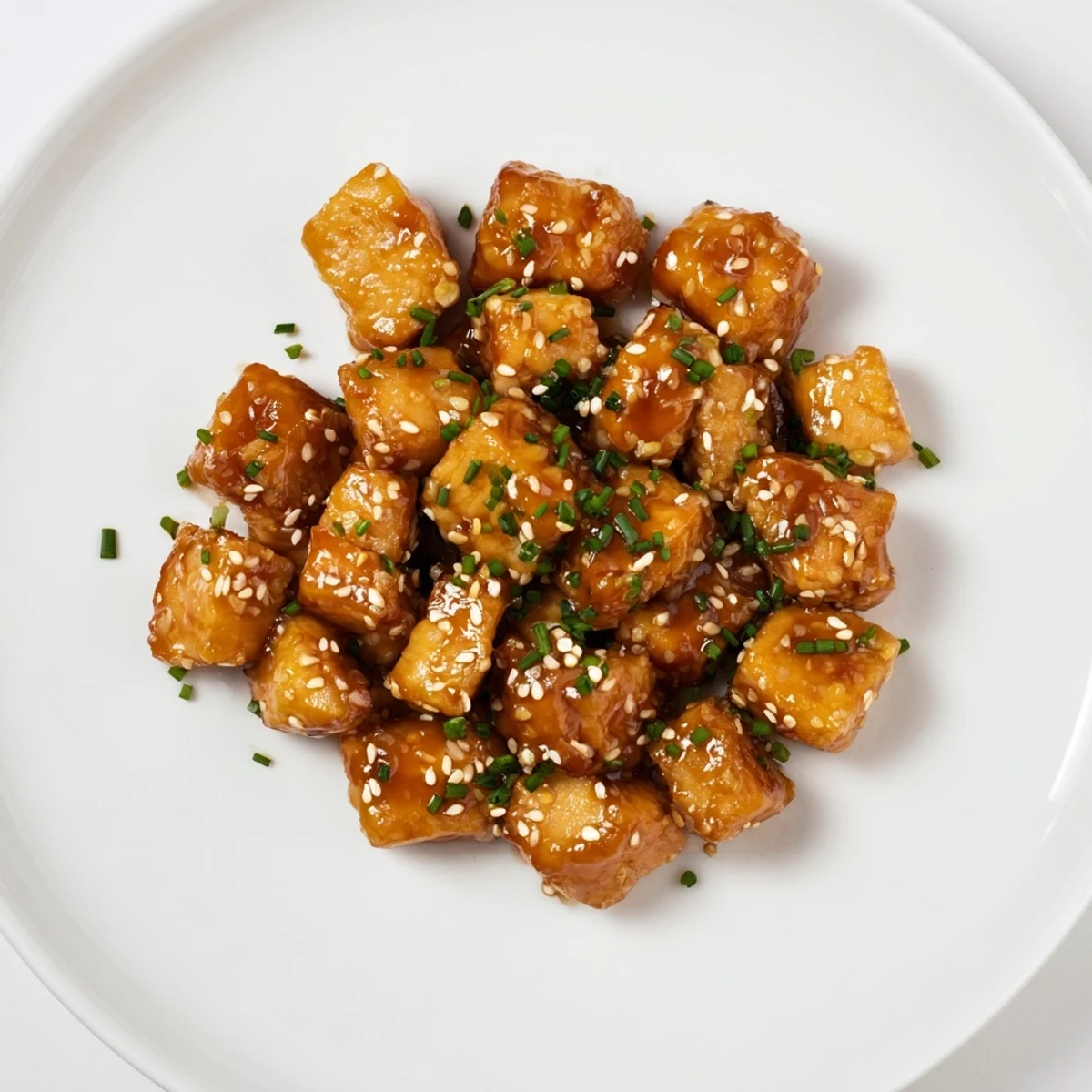 Succulent air fryer chicken/turkey bites, served with fresh chives, promise a delightful, savory treat.