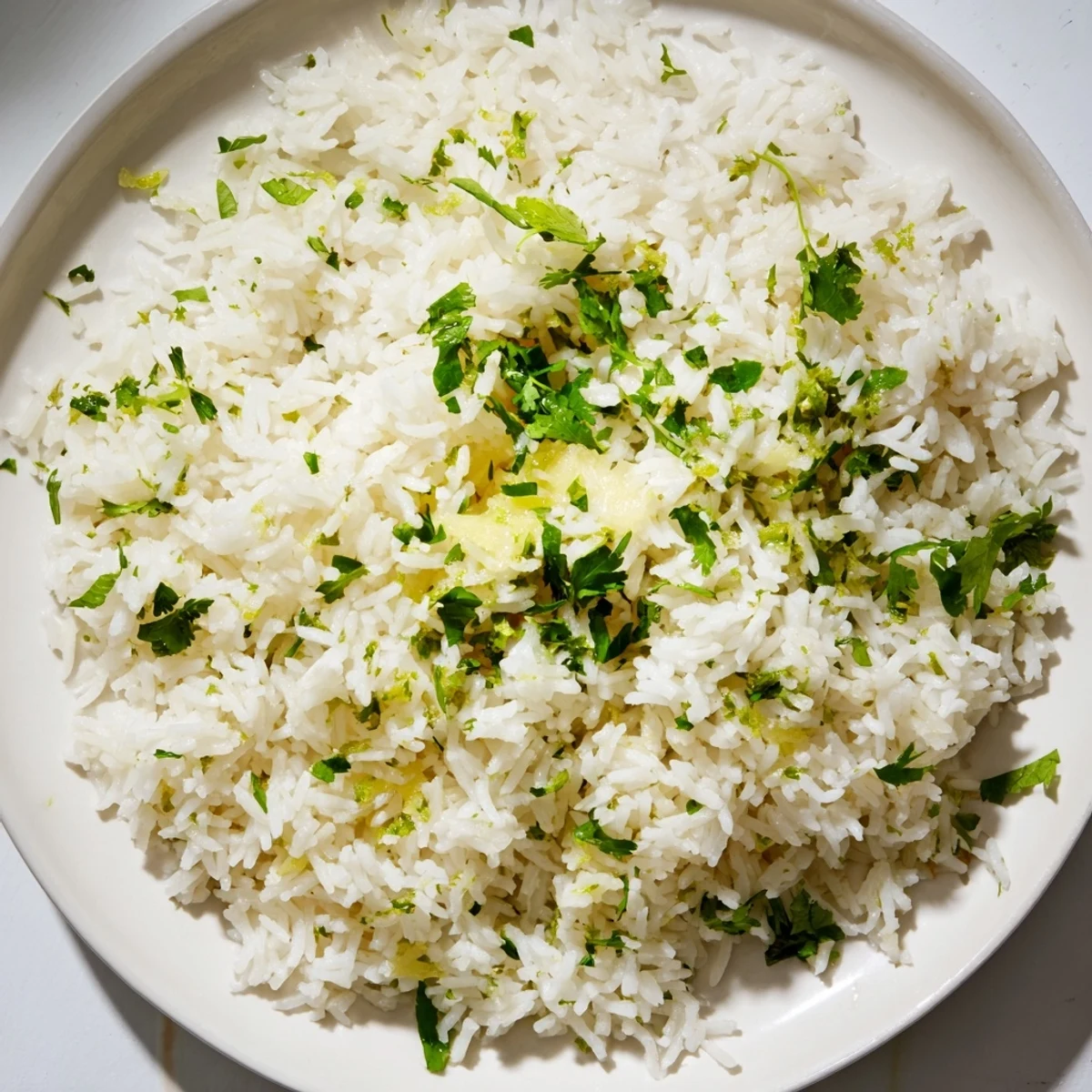 Fluffy, fragrant Cilantro Lime Rice: A vibrant side dish with fresh cilantro and zesty lime.