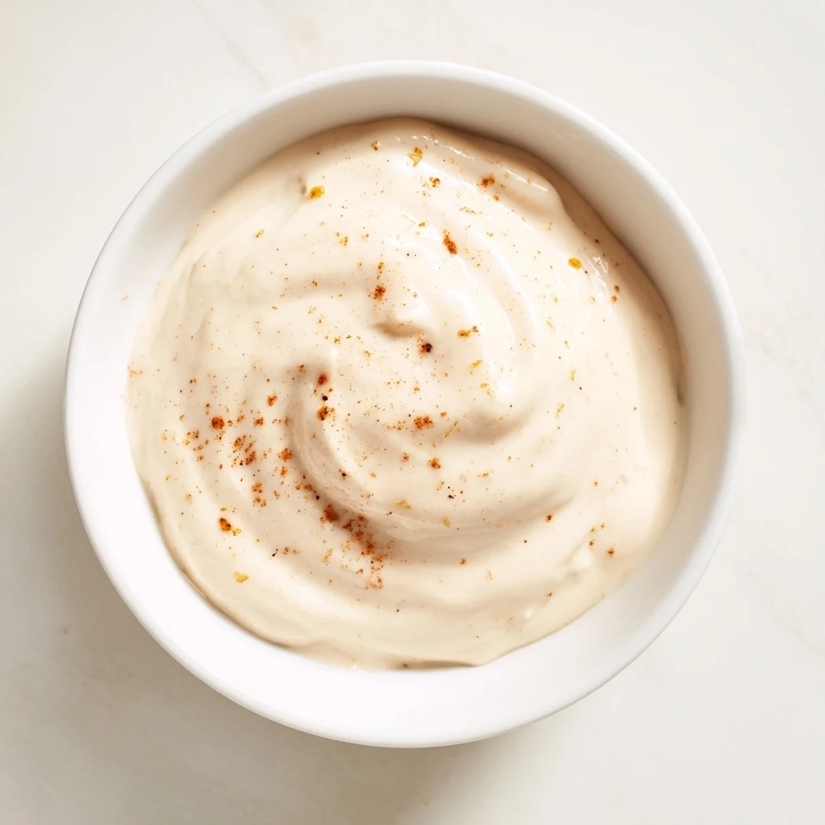 Creamy Greek yogurt fruit dip, swirled with honey, and served with colorful fresh berries and melon.