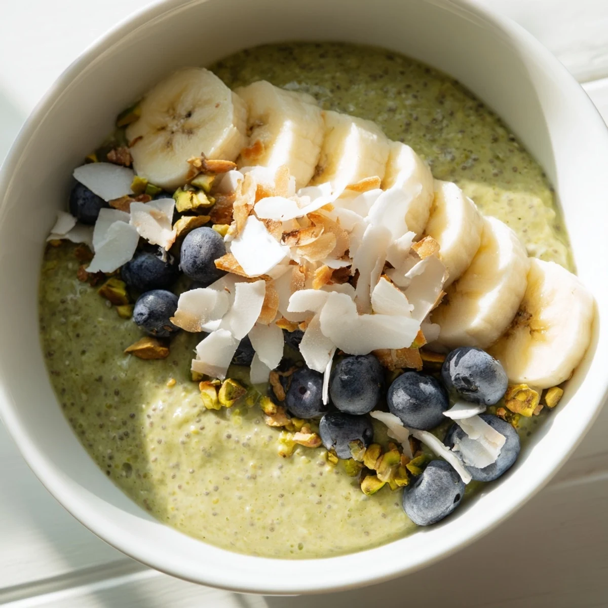 Enjoy a spoonful of delicious matcha overnight oats, ready in the fridge, packed with healthy goodness.