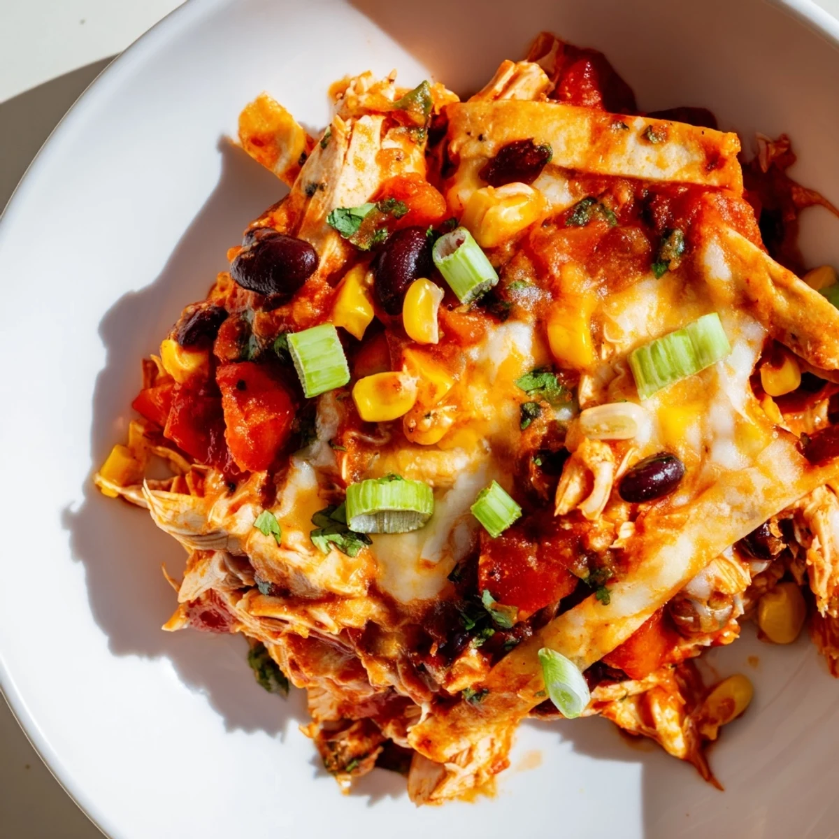 This savory Chicken Enchilada Skillet features tender chicken and zesty sauce, ready to eat!