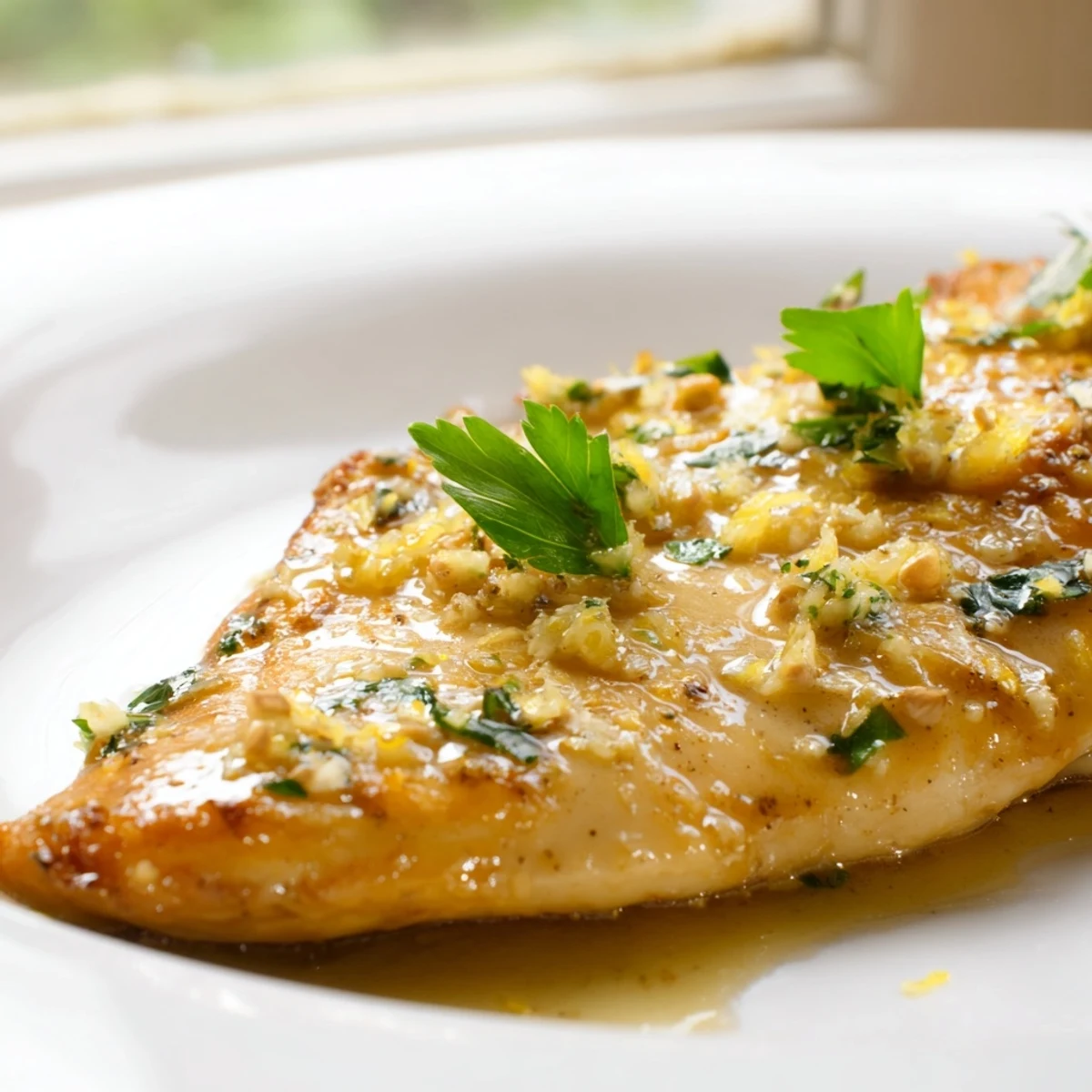 Juicy Lemon Pepper Chicken hot from the skillet, glistening with buttery lemon pepper sauce, perfect for a quick family meal.