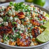 Creamy, tangy Mexican Street Corn Salad, perfect smoky side dish.
