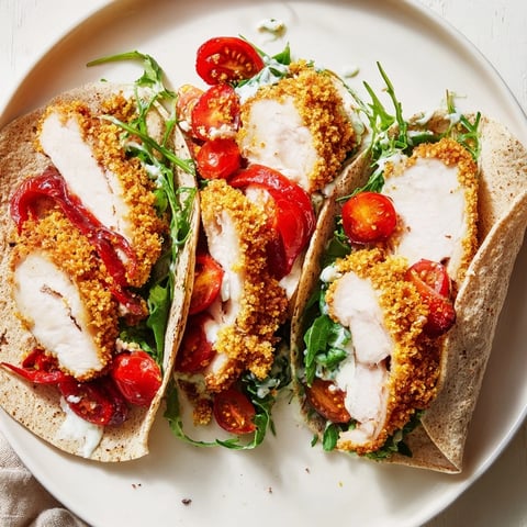 Golden, crispy Santa Hat Chicken Caesar Wraps, bursting with flavorful chicken, ideal for a quick festive lunch.