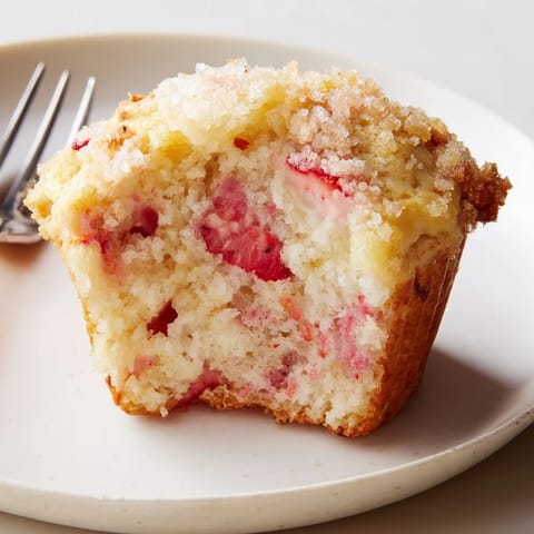 Moist muffins loaded with strawberries and yogurt, a delicious morning treat for any day.  