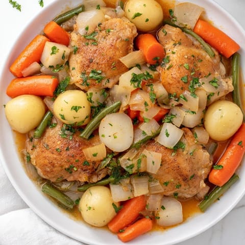 Warm, flavorful Slow-Cooker Chicken & Vegetable Stew, perfect for a cozy, gluten-free dinner.