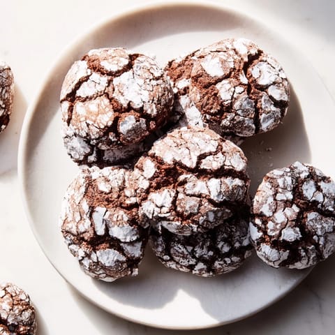 Warm, air-fried Chocolate Crinkle Cookies: Perfectly cracked and begging to be enjoyed fresh from the fryer.