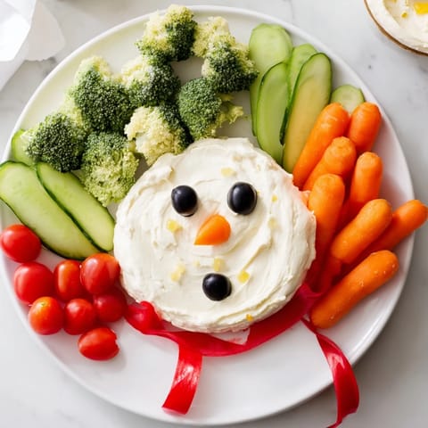 Snowman Veggie Dip Platter