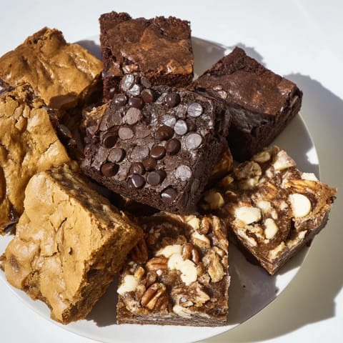 Golden blondie squares sit next to rich brownies in this Dessert Platter, ideal for sharing with friends.