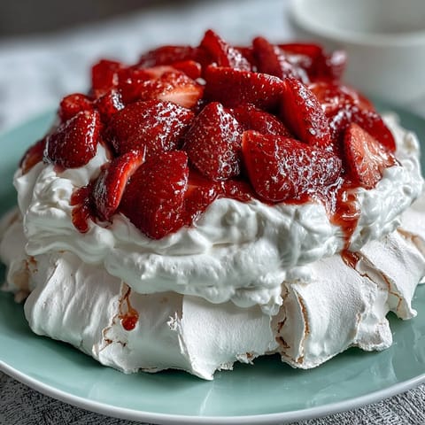 Strawberry Pavlova With Whipped Cream