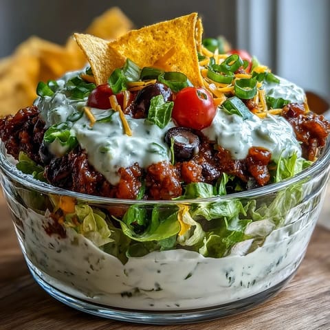 Easy Taco Dip Cups layered in clear cups with refried beans, creamy taco-seasoned cheese, fresh lettuce, tomatoes, and shredded cheddar.