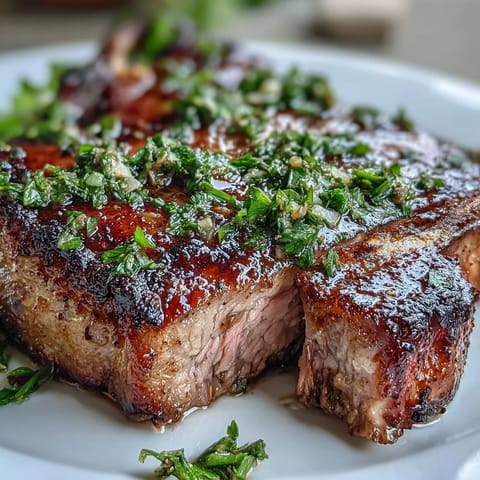 Tender lamb chops sizzle in a cast-iron skillet, finished with a fresh parsley-lemon gremolata for bright flavor.