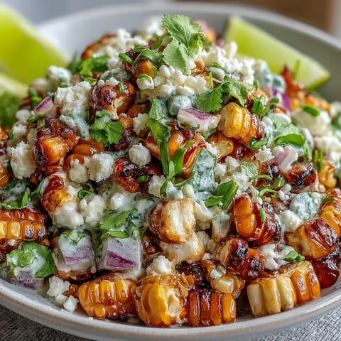 Vibrant Mexican Street Corn Salad with char, cotija, and cilantro dressing.