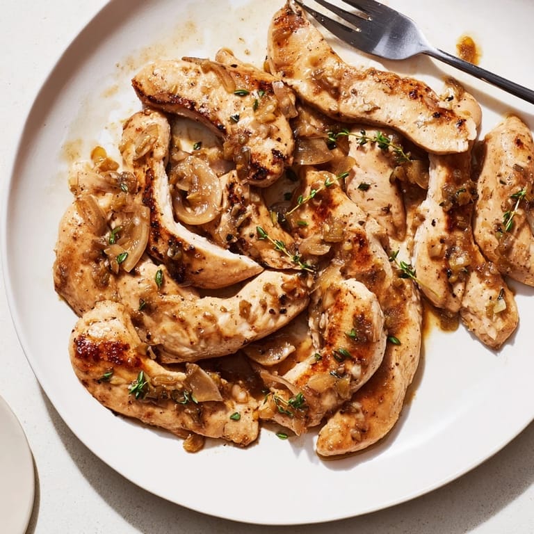 Sizzling chicken breasts nestled in a rich buttery garlic sauce for dinner bliss.  
