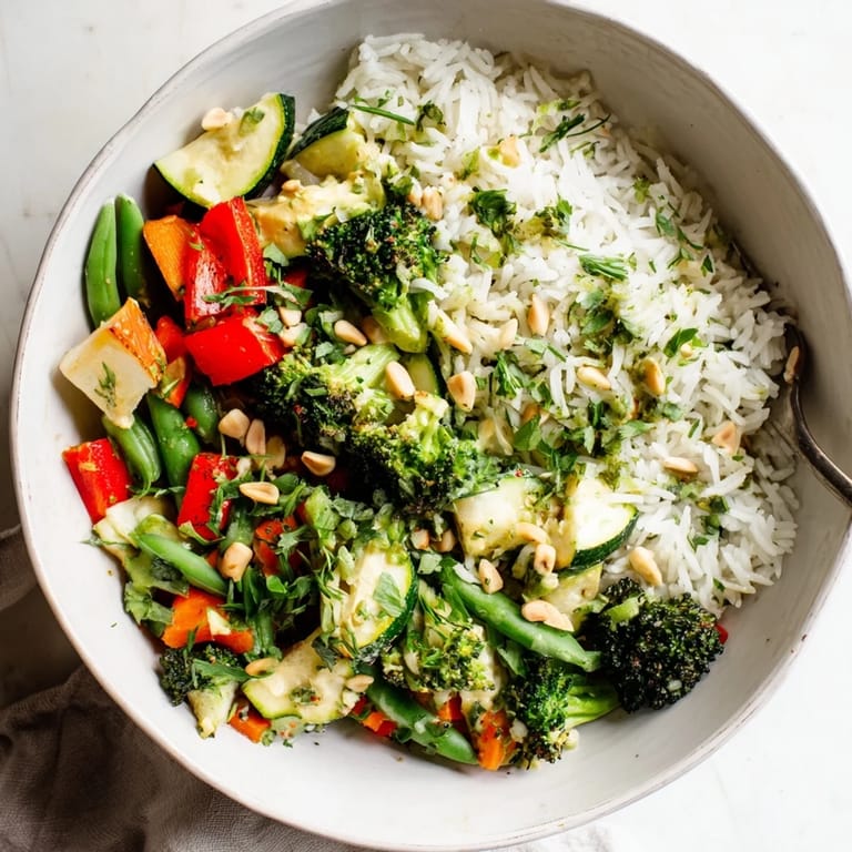Comforting herb butter veggie rice bowls with fluffy rice and colorful sautéed veggies.  