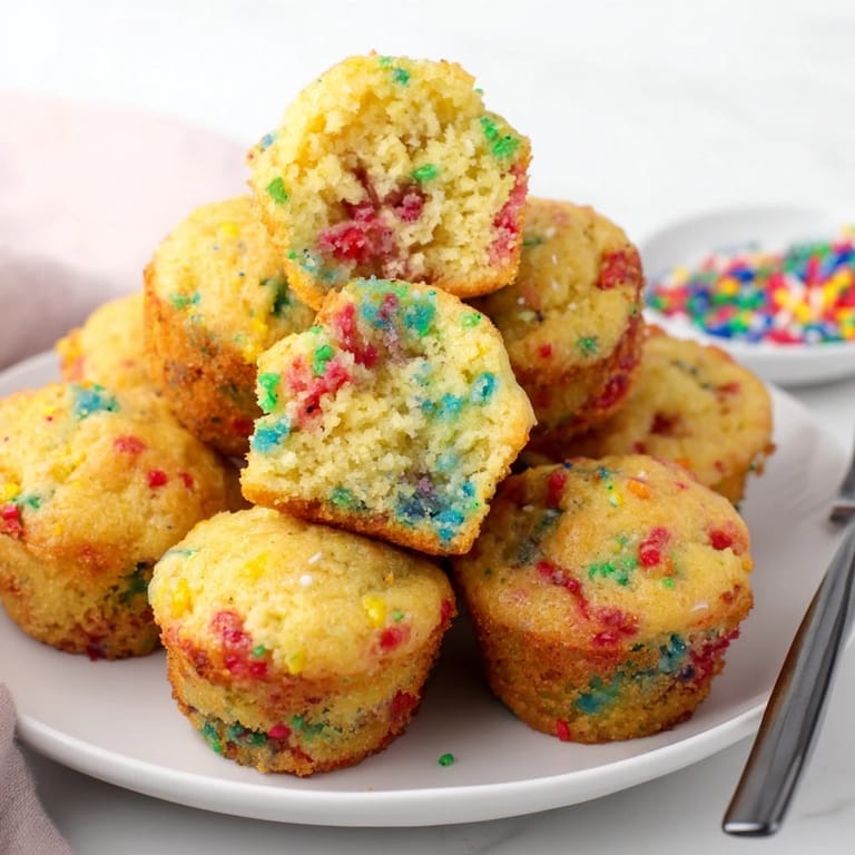 Tender cornbread muffins, bright with colorful sprinkles, delightful for any occasion. 