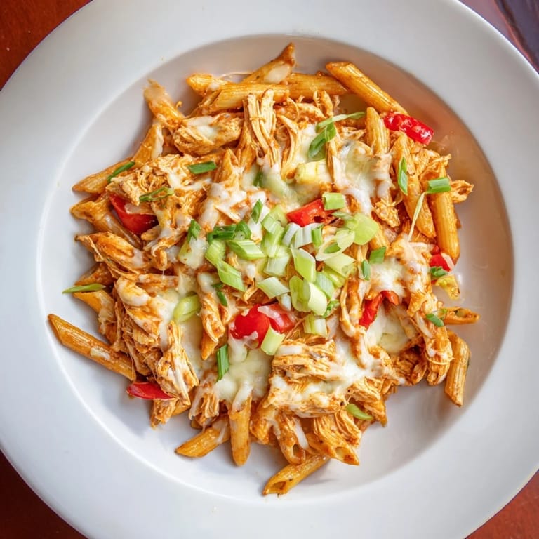 Delicious and flavorful Buffalo Chicken Pasta Skillet, a one-pan meal, ready in under an hour.