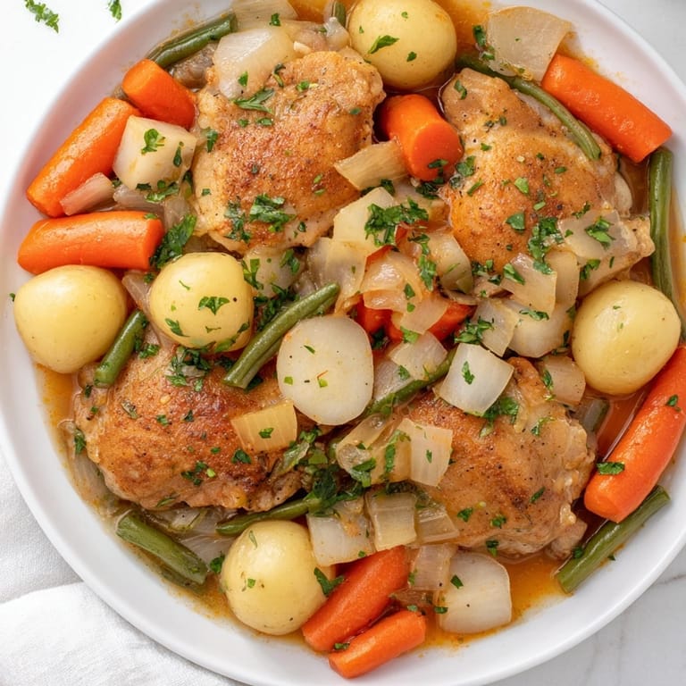 Warm, flavorful Slow-Cooker Chicken & Vegetable Stew, perfect for a cozy, gluten-free dinner.