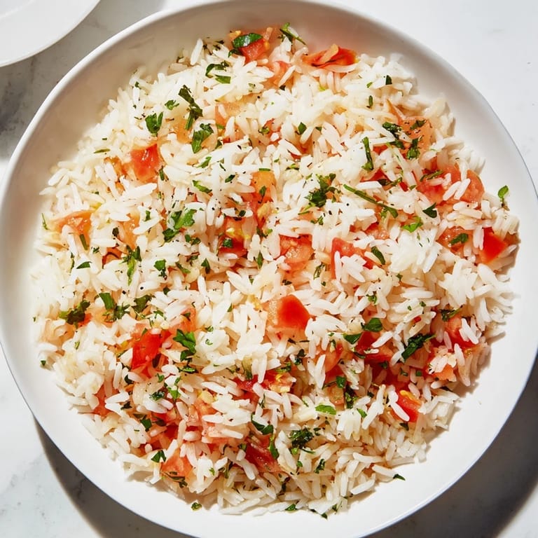 Hearty Tomato-Rice Skillet Dinner bubbling in the skillet, perfect for a cozy weeknight supper.