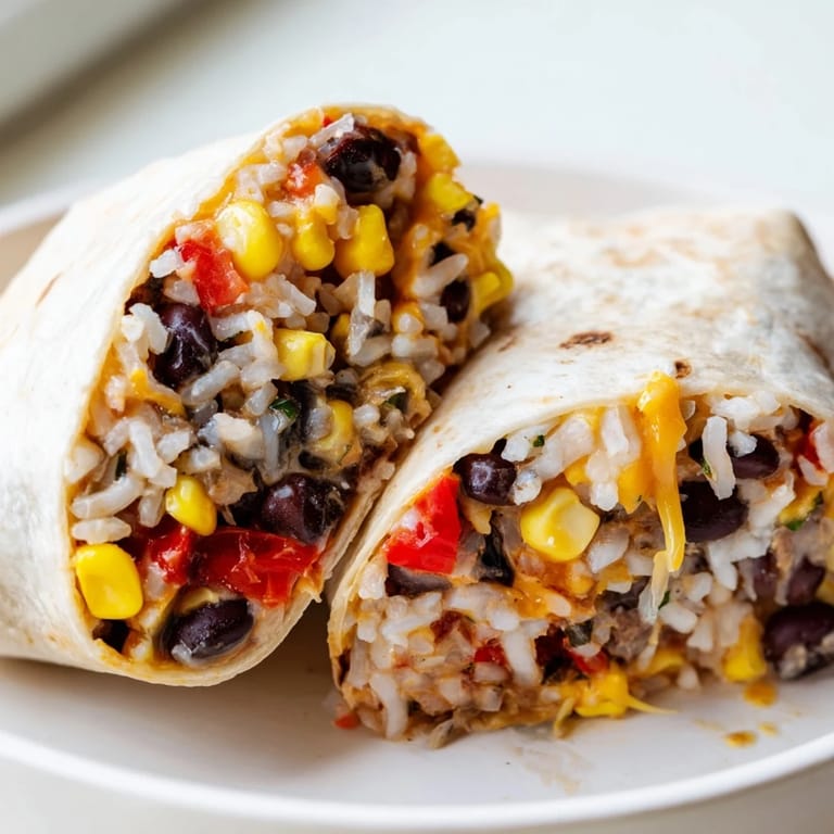 A close-up of a perfectly wrapped freezer-friendly burrito ready to be frozen for future meals.