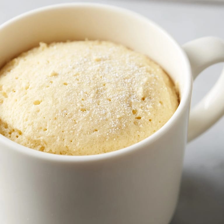 Freshly baked Microwave Mug Cake, ready in minutes, with a moist interior and a delightful texture.