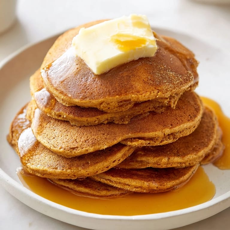 A plate of fresh Gingerbread Pancakes with warm, spiced flavors, ready for a cozy brunch on a cold day.