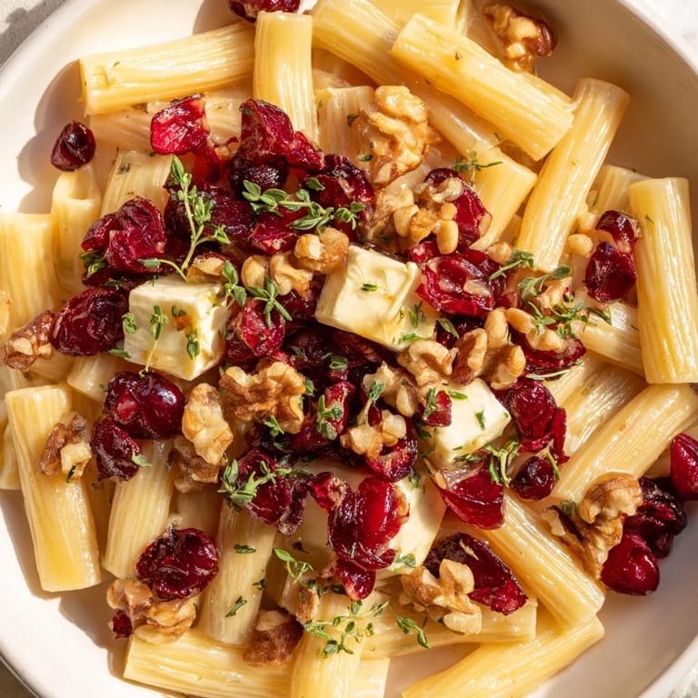 Tender pasta coated in rich Baked Brie & Cranberry sauce, perfect for a cozy dinner tonight.