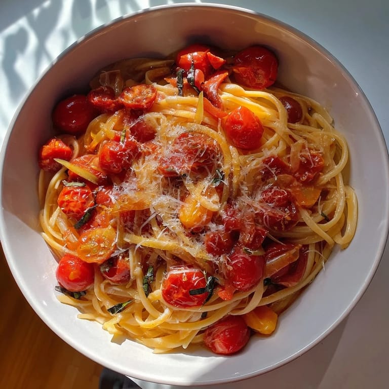 Enjoy the comforting flavors of this easy Cozy Fireplace Tomato Basil Pasta, ready in 30 minutes.