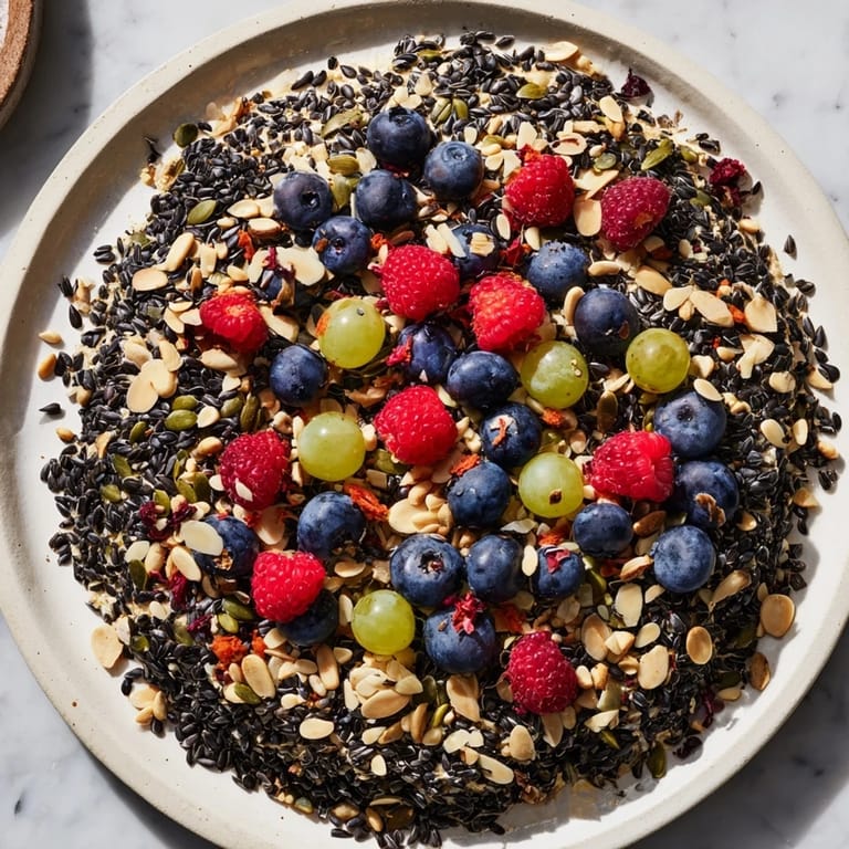 Imagine a vibrant Singing Bird Seed & Berry Platter, a bird-friendly buffet with assorted seeds and fruit.