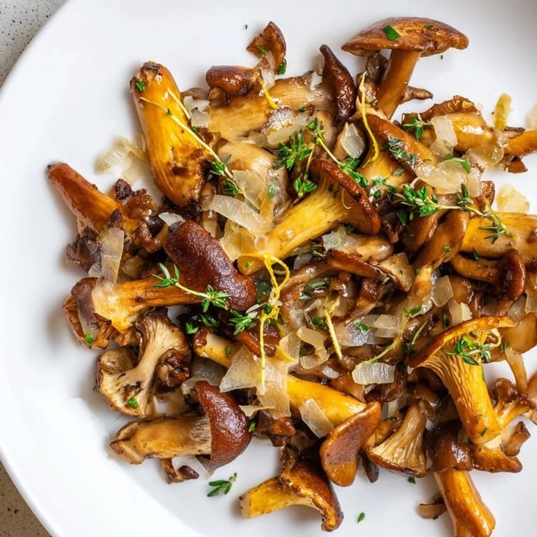 Savory Enchanted Forest Mushrooms, perfectly sautéed wild mushrooms, ready to serve as a side dish.