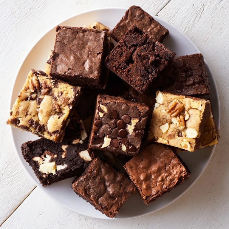 A tempting Dessert Platter with a mix of brownies and blondies, offering something for every sweet tooth.