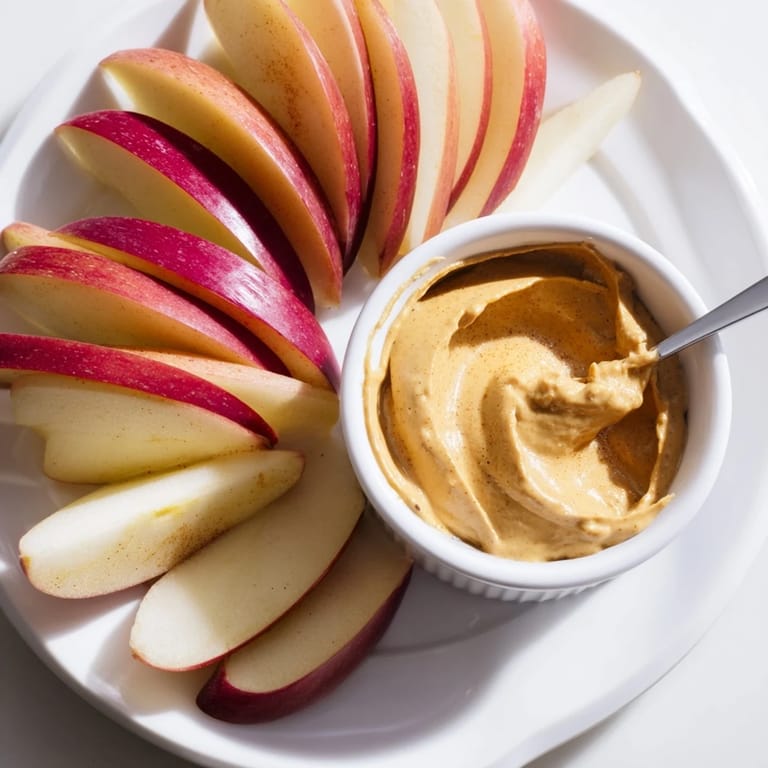 Enjoy sweet, juicy apple slices with a side of homemade peanut butter dip for an easy treat.