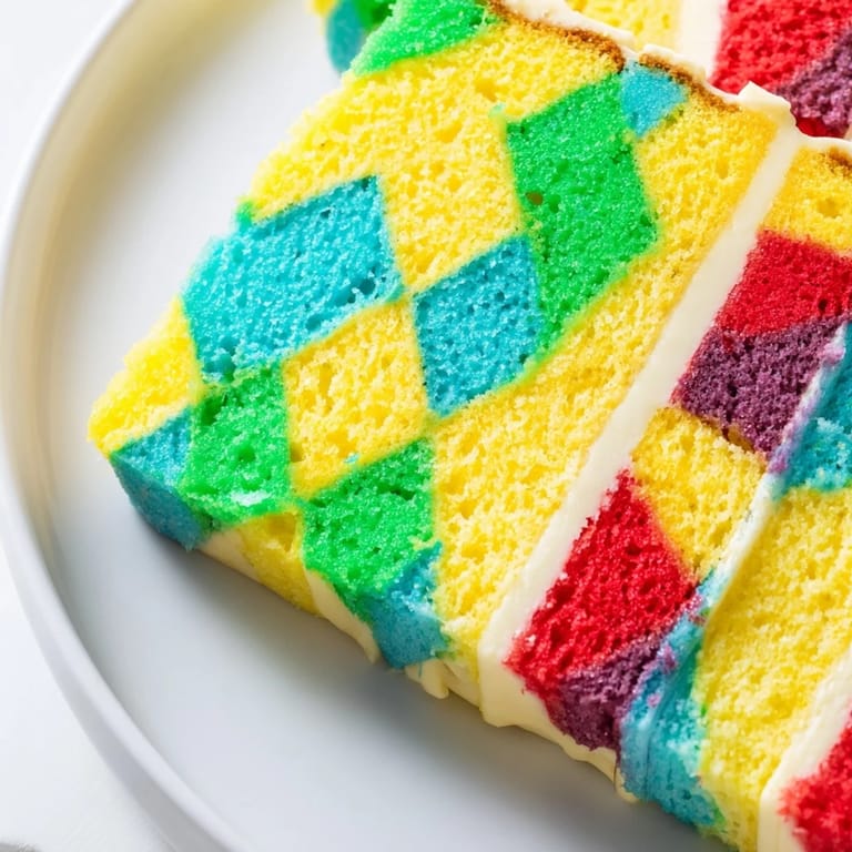 This Cozy Quilt Patchwork Cake visually bursts with vibrant colors, a show stopping dessert for any occasion.