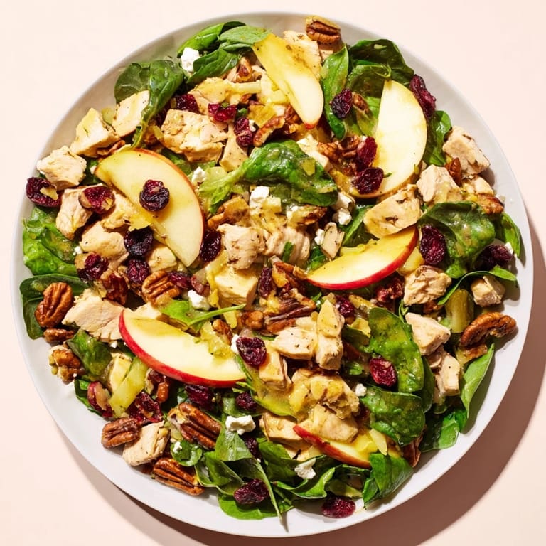 Imagine a bright bowl of the comforting Chicken and Apple Winter Salad, perfectly dressed and ready to enjoy.