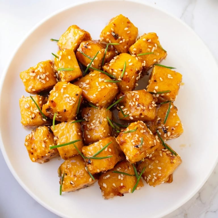 Crisp-edged, air-fried chicken bites glisten with a honey-soy marinade, ready to grab and enjoy.