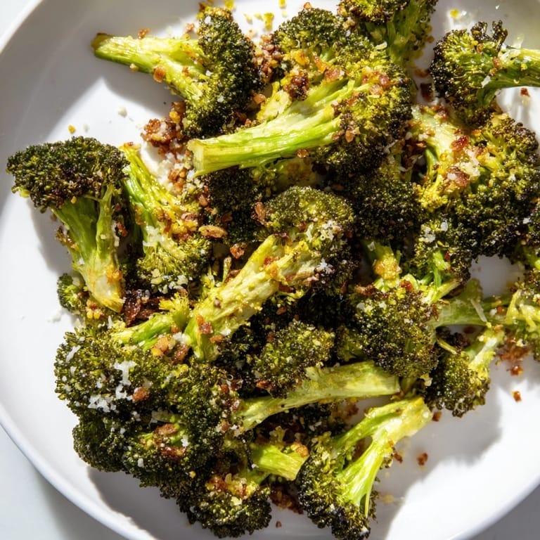 Tender Lemon Garlic Roasted Broccoli, seasoned perfectly, offers a zesty bite—a colorful and healthy side.