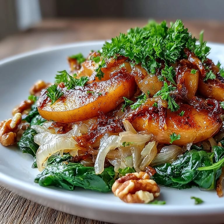 Caramelized apples and onions in a skillet with tangy sauerkraut, creating the Warm Apple and Sauerkraut Skillet Salad.
